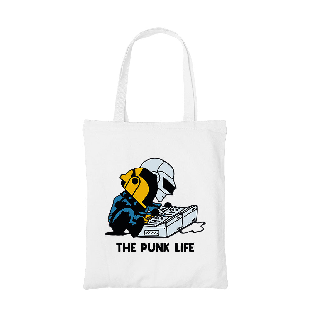 daft punk the punk life tote bag hand printed cotton women men unisex