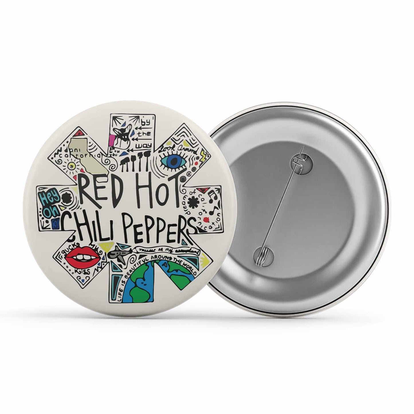 red hot chili peppers doodle badge pin button music band buy online india the banyan tee tbt men women girls boys unisex