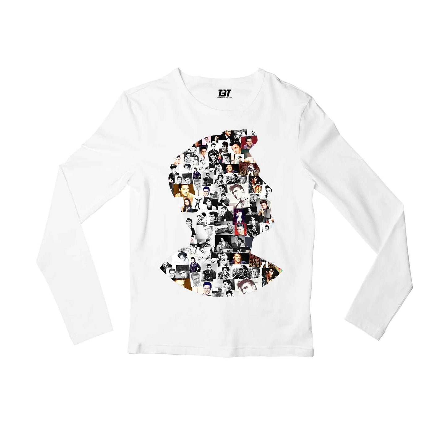 elvis presley rock 'n roll mosaic full sleeves long sleeves music band buy online india the banyan tee tbt men women girls boys unisex white
