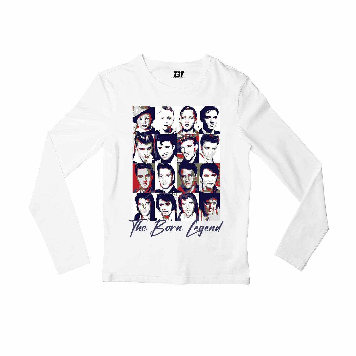 elvis presley the born legend full sleeves long sleeves music band buy online india the banyan tee tbt men women girls boys unisex white