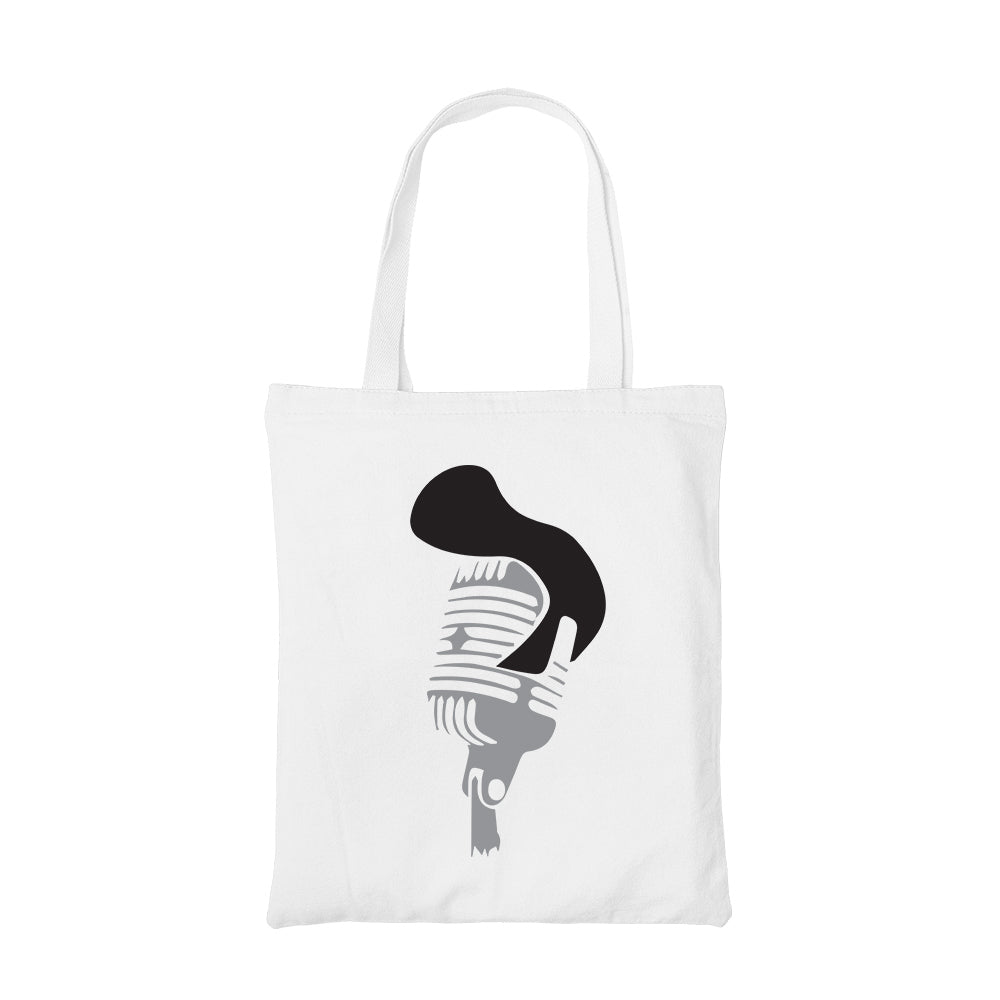 elvis presley mic tote bag hand printed cotton women men unisex
