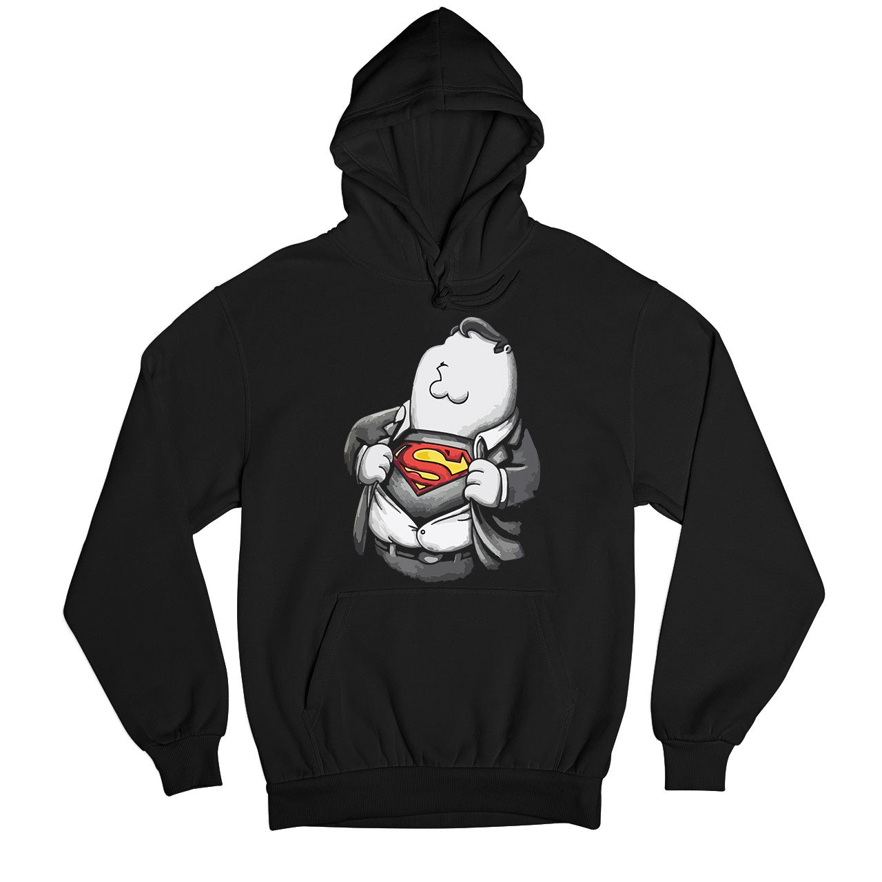 family guy super guy hoodie hooded sweatshirt winterwear tv & movies buy online india the banyan tee tbt men women girls boys unisex black - peter griffin