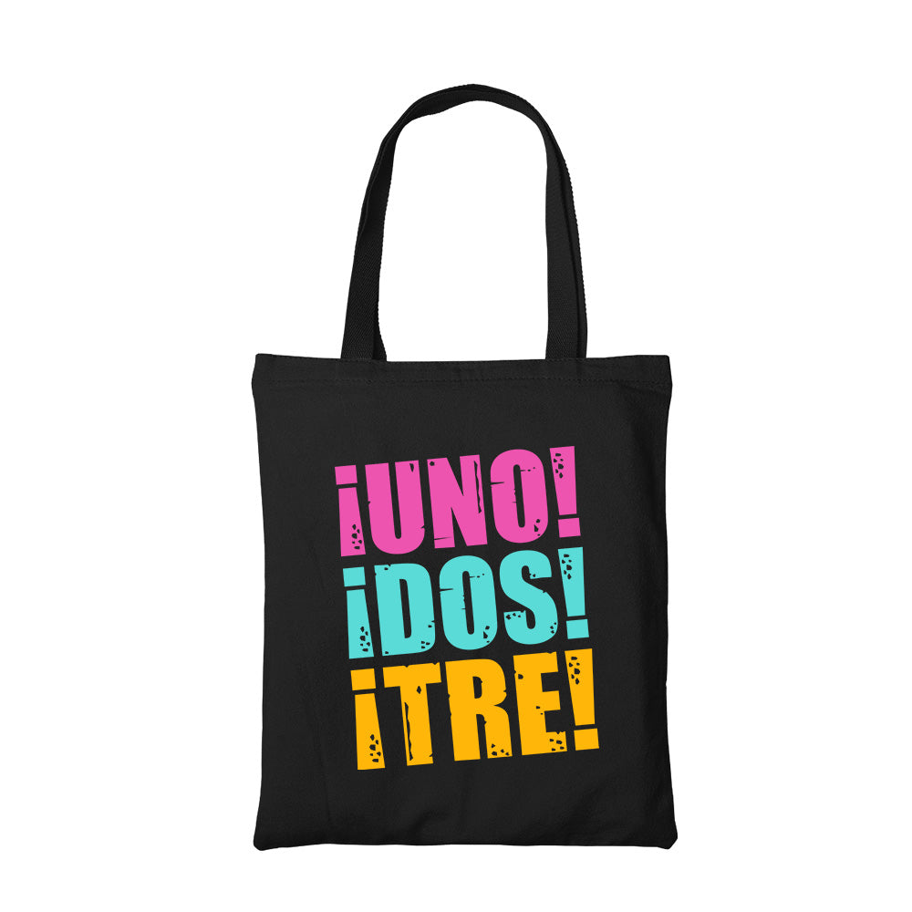 green day uno dos tre tote bag hand printed cotton women men unisex