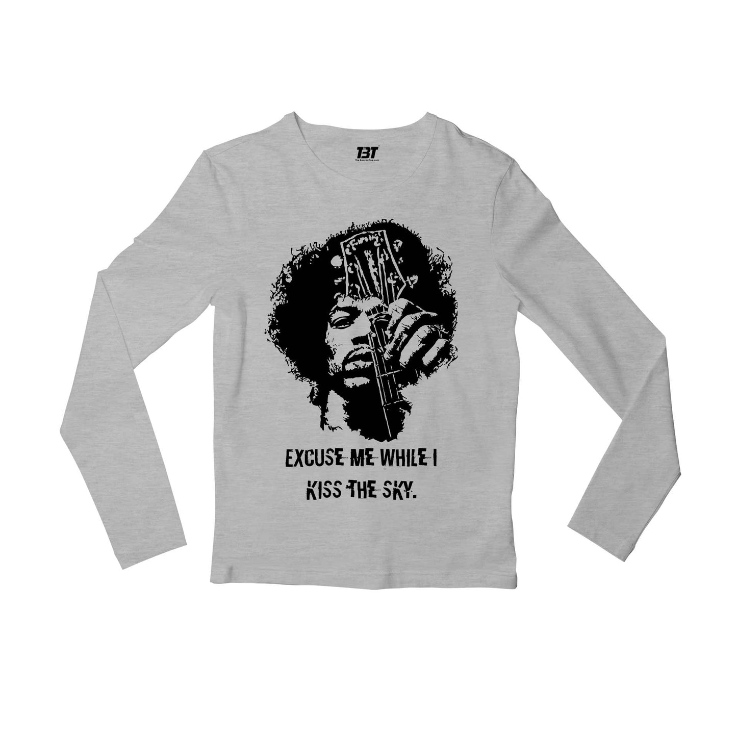 jimi hendrix kiss the sky full sleeves long sleeves music band buy online india the banyan tee tbt men women girls boys unisex gray