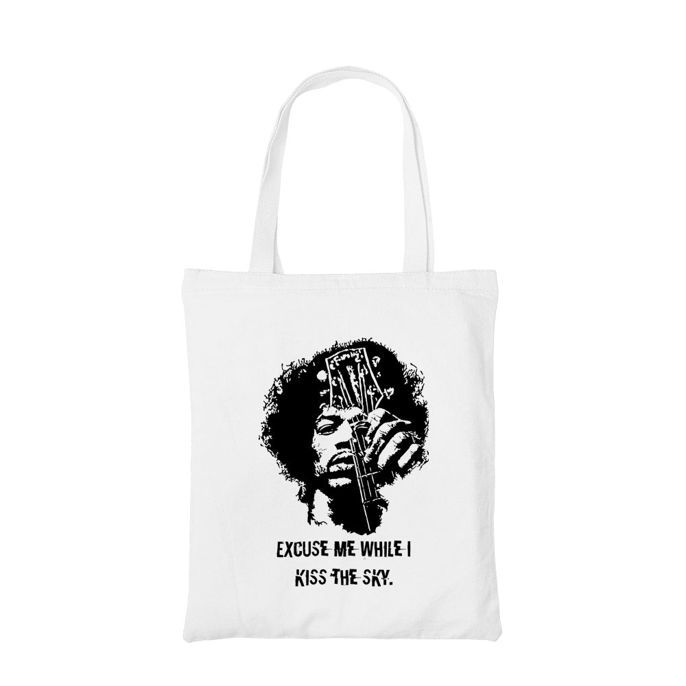 jimi hendrix kiss the sky tote bag hand printed cotton women men unisex