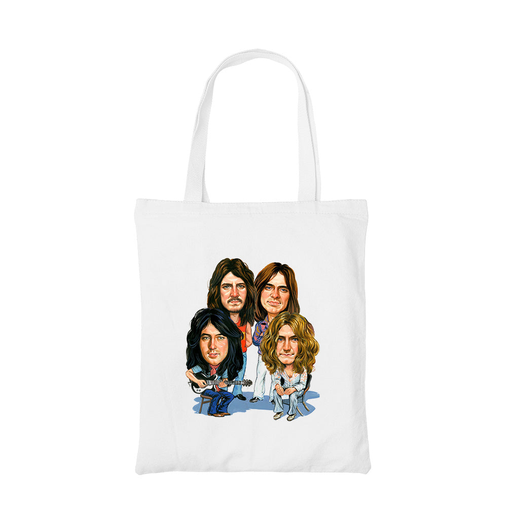 led zeppelin rock legends tote bag hand printed cotton women men unisex