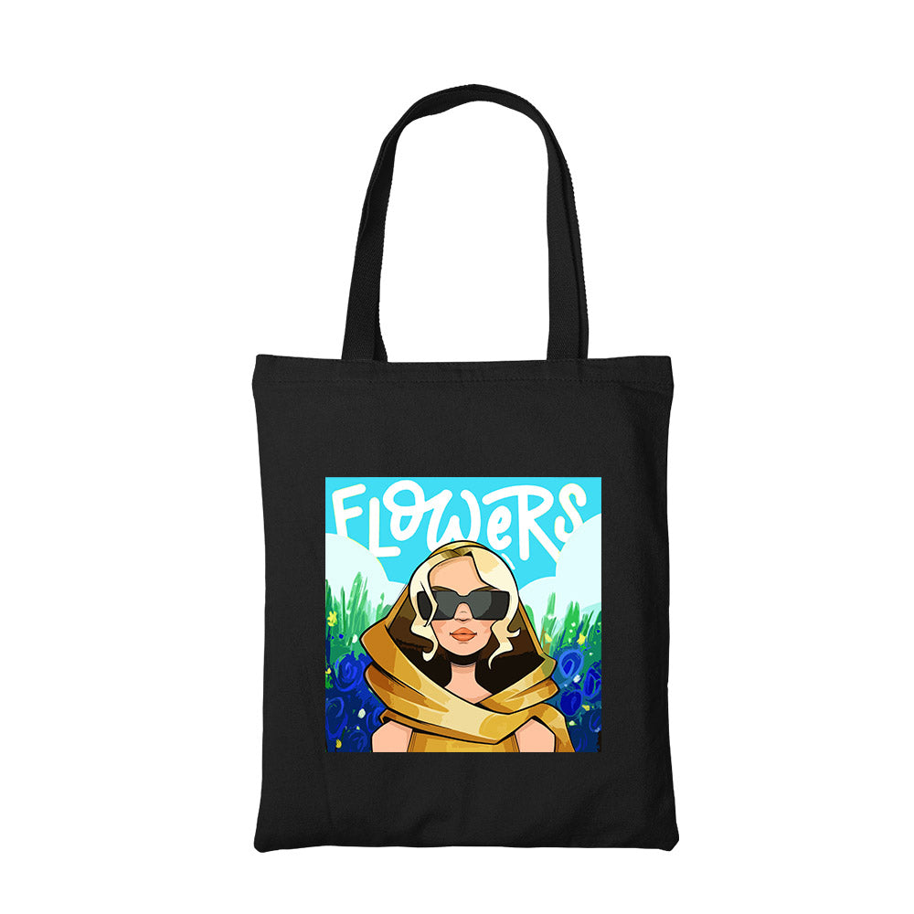miley cyrus flowers tote bag hand printed cotton women men unisex