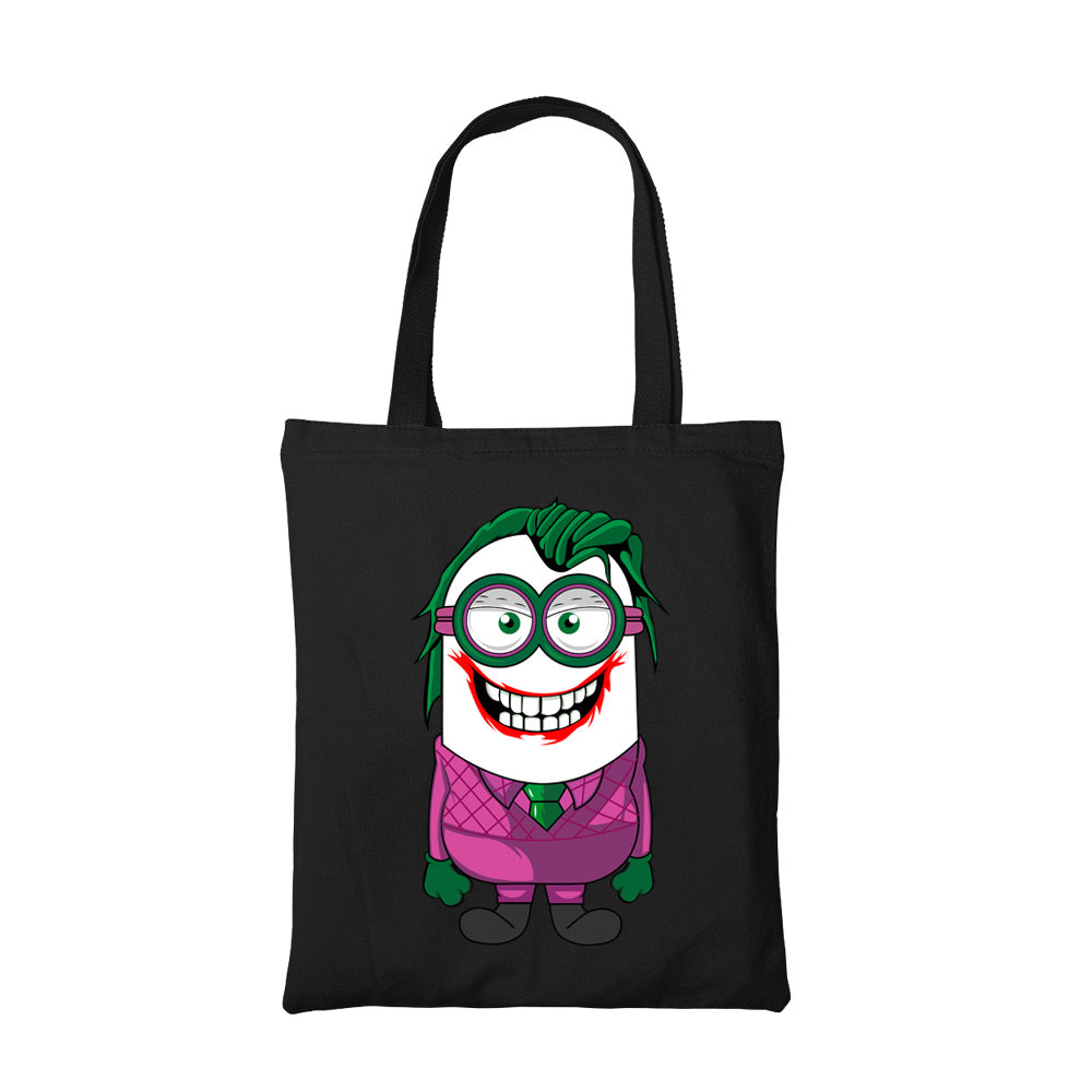 minions joker tote bag hand printed cotton women men unisex