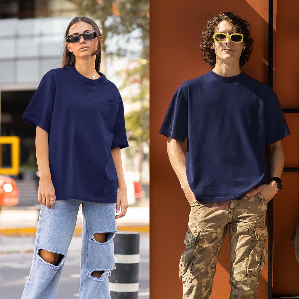 Oversized T shirt Navy Blue TBT Basics at 50 OFF 🤑