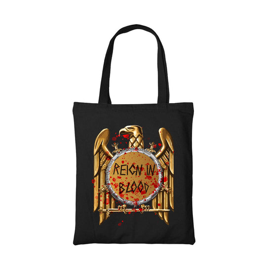slayer reign in blood tote bag hand printed cotton women men unisex