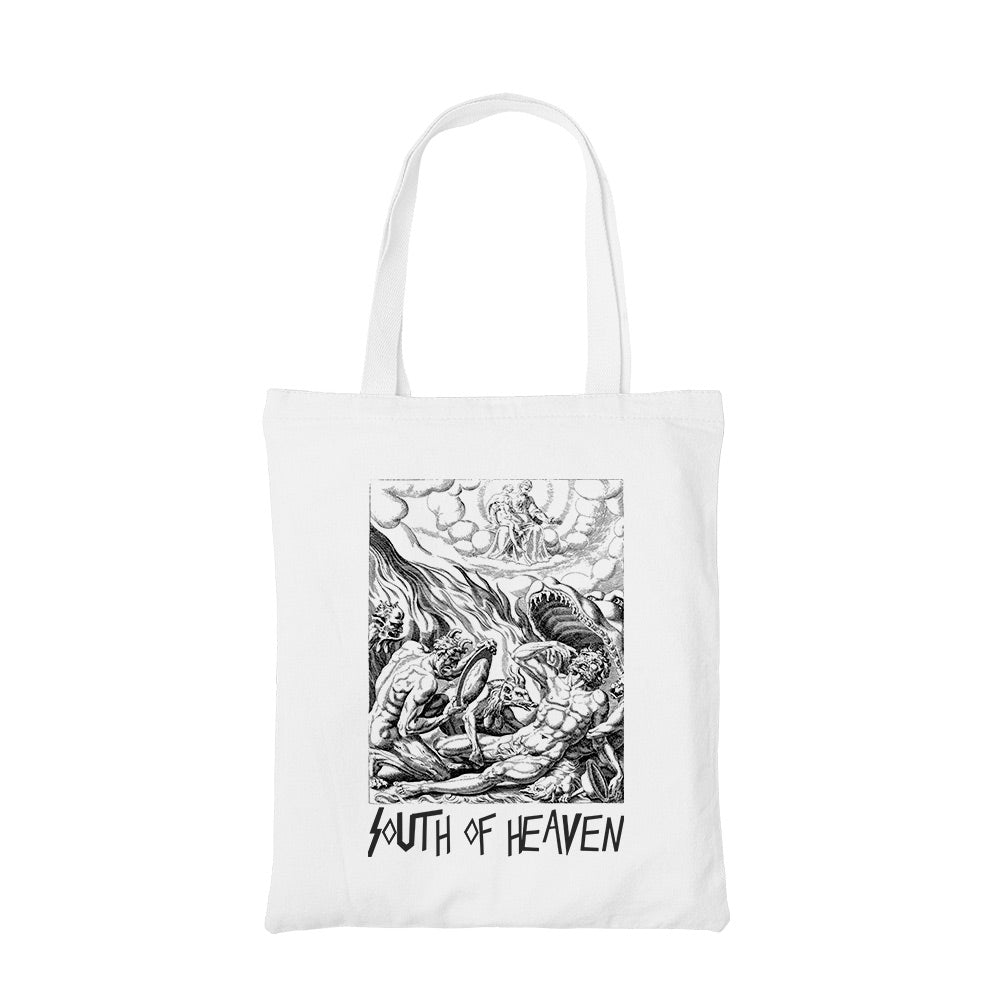 slayer south of heaven tote bag hand printed cotton women men unisex