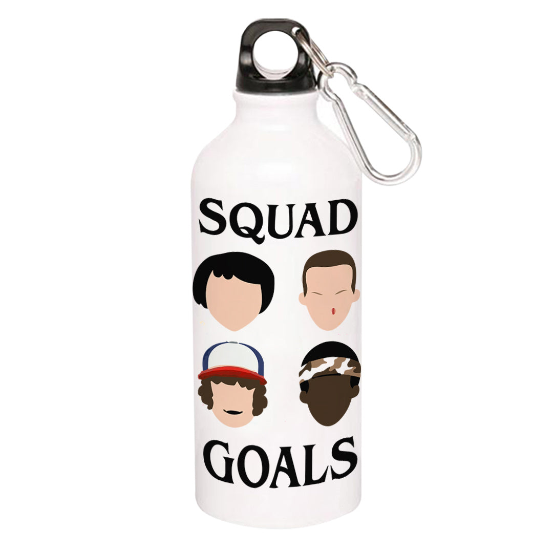 stranger things squad goals sipper steel water bottle flask gym shaker tv & movies buy online india the banyan tee tbt men women girls boys unisex stranger things eleven demogorgon shadow monster dustin quote vector art clothing accessories merchandise