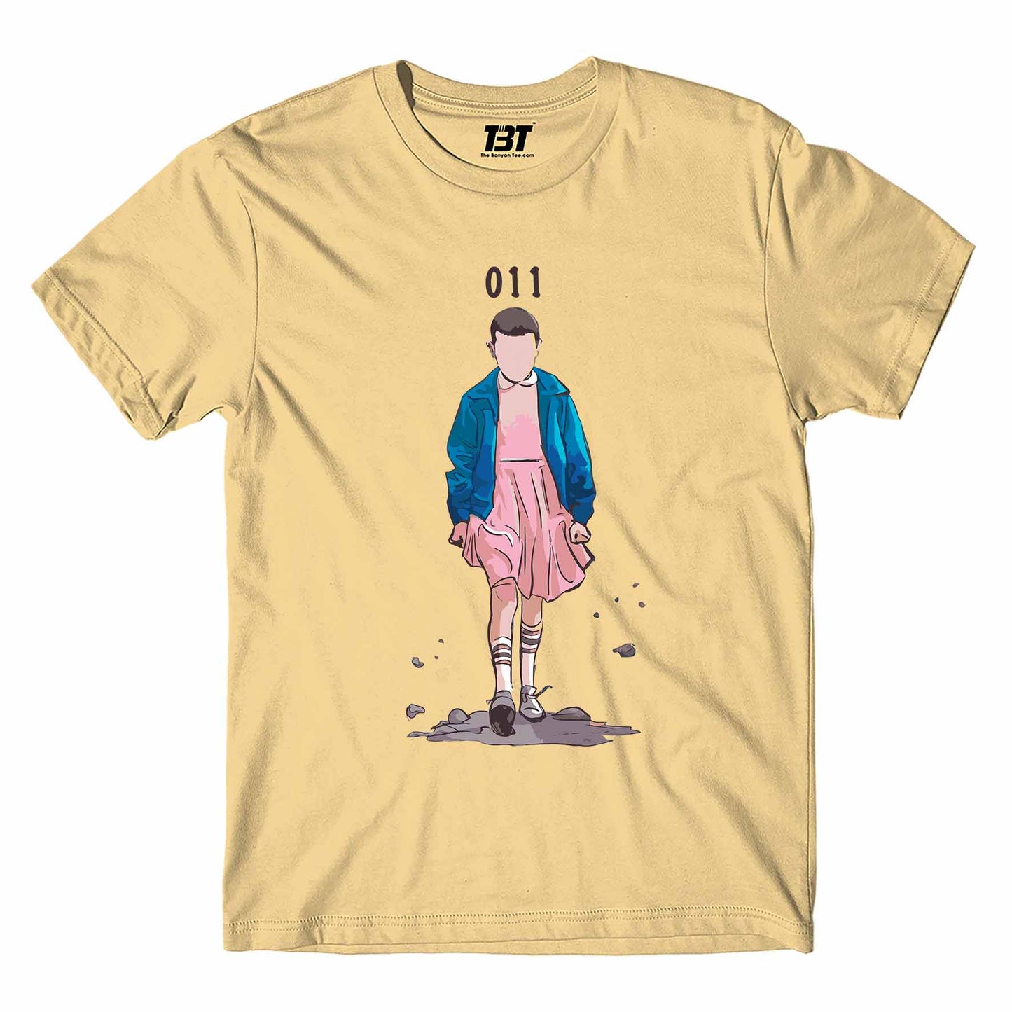 stranger things eleven t-shirt tv & movies buy online india the banyan tee tbt men women girls boys unisex white stranger things eleven demogorgon shadow monster dustin quote vector art clothing accessories merchandise