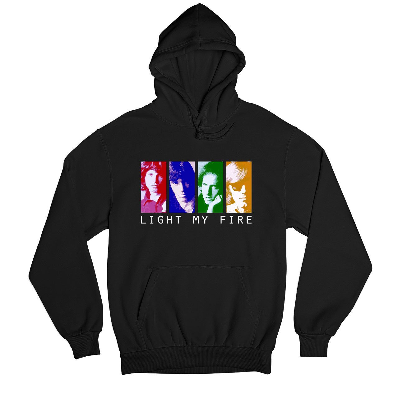 the doors light my fire pop art hoodie hooded sweatshirt winterwear music band buy online india the banyan tee tbt men women girls boys unisex black