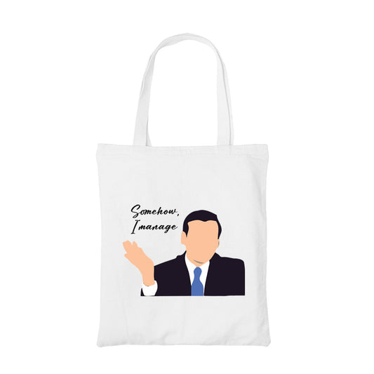 the office somehow i manage tote bag hand printed cotton women men unisex