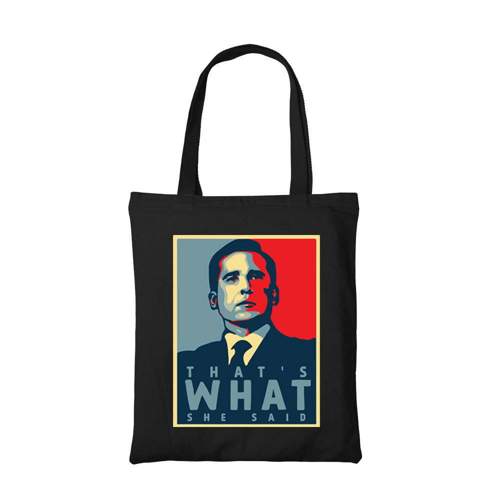 the office thats what she said tote bag hand printed cotton women men unisex