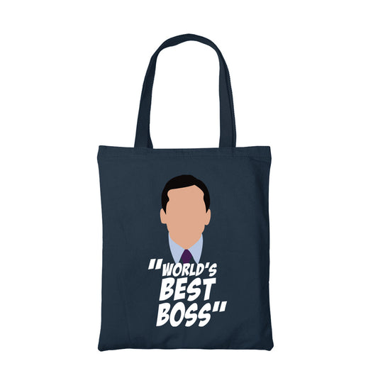 the office the worlds best boss tote bag hand printed cotton women men unisex