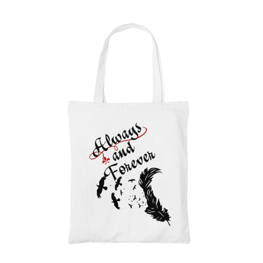 the vampire diaries always and forever tote bag hand printed cotton women men unisex