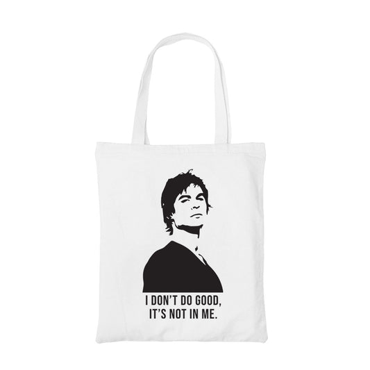 the vampire diaries i dont do good tote bag hand printed cotton women men unisex