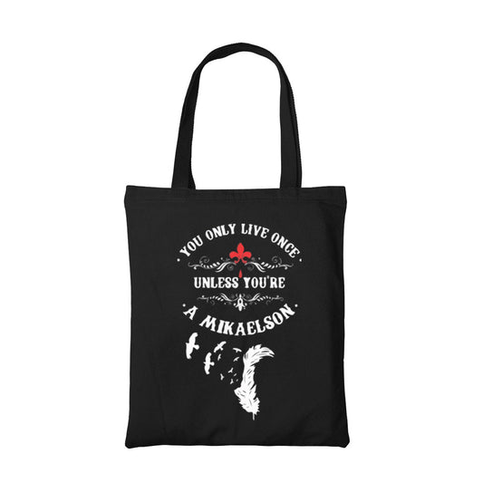 the vampire diaries you only live once tote bag hand printed cotton women men unisex