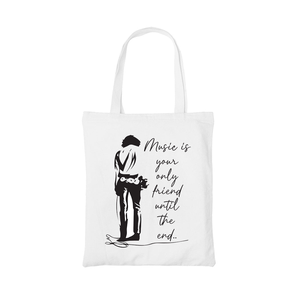 the doors music is your only friend tote bag hand printed cotton women men unisex