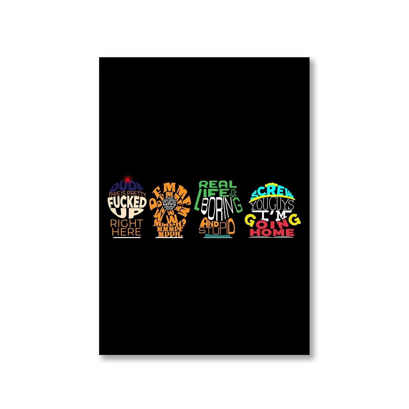 south park typography poster wall art buy online india the banyan tee tbt a4 south park kenny cartman stan kyle cartoon character illustration