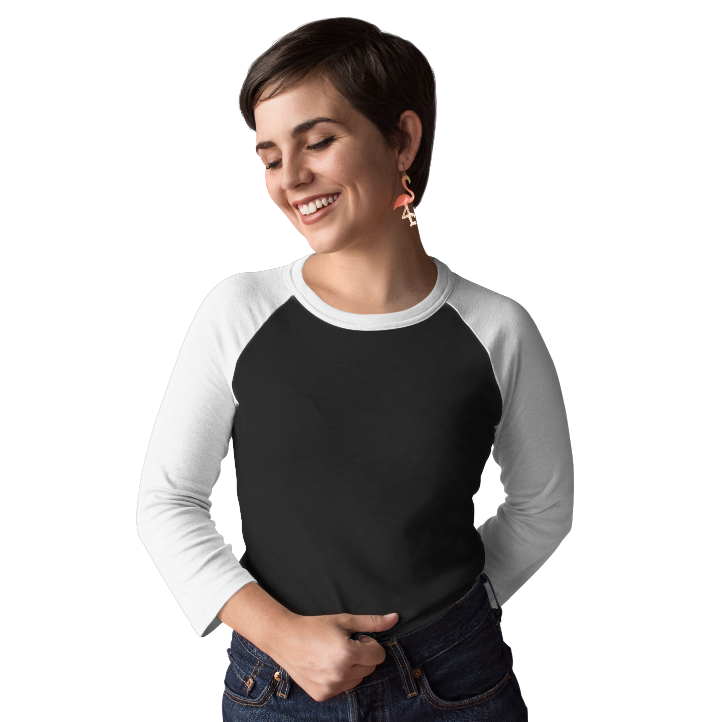 White Black Raglan Sleeve T shirt For Women – The Banyan Tee