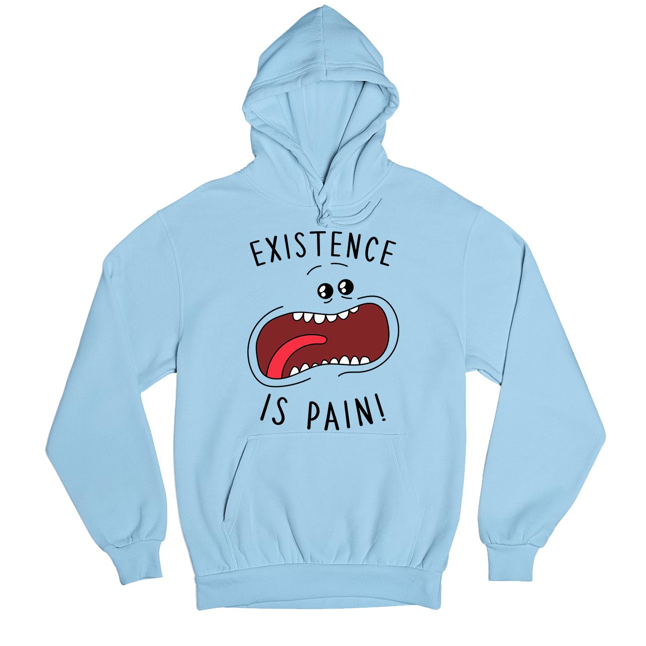 rick and morty existence is pain hoodie hooded sweatshirt winterwear buy online india the banyan tee tbt men women girls boys unisex gray rick and morty online summer beth mr meeseeks jerry quote vector art clothing accessories merchandise