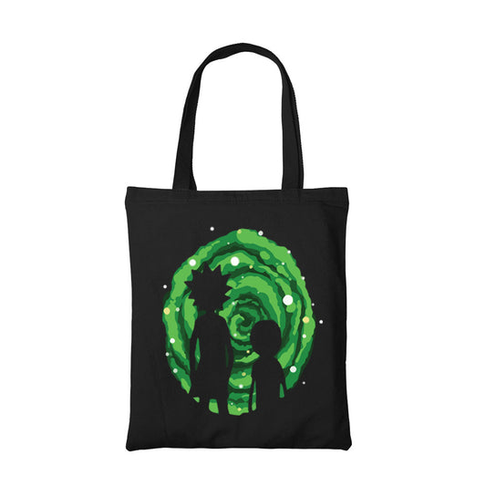 rick and morty portal tote bag hand printed cotton women men unisex