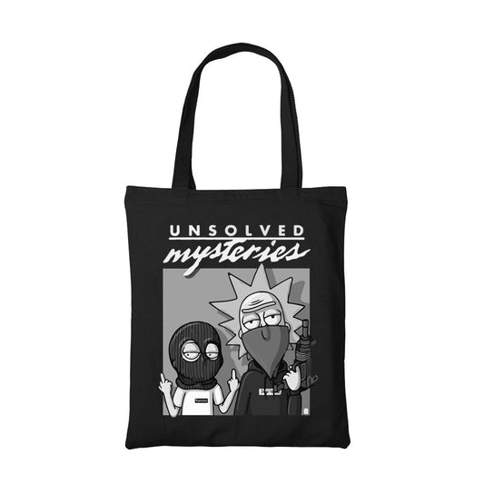 rick and morty unsolved mysteries tote bag hand printed cotton women men unisex