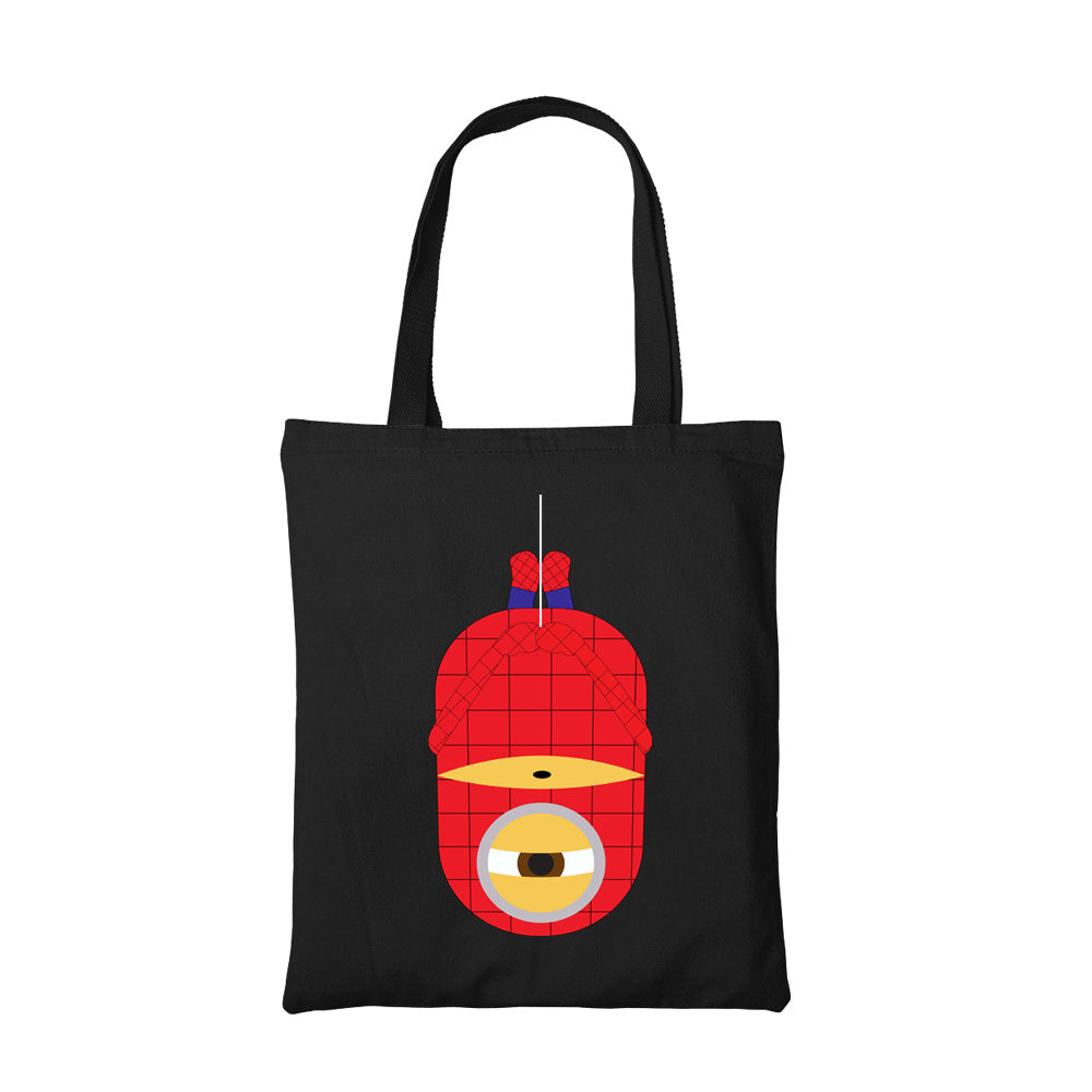 minions spidermin tote bag hand printed cotton women men unisex