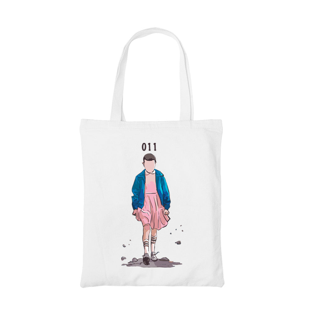 stranger things eleven tote bag hand printed cotton women men unisex