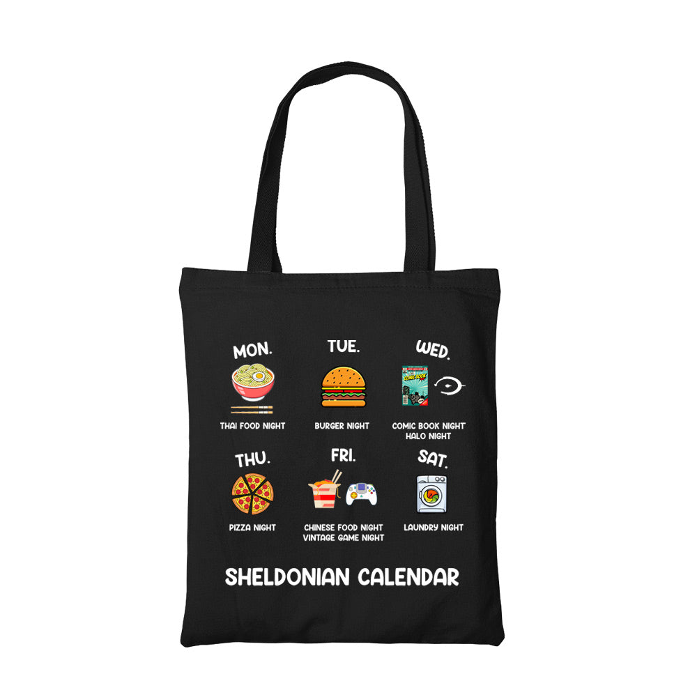 the big bang theory sheldonian calendar tote bag hand printed cotton women men unisex
