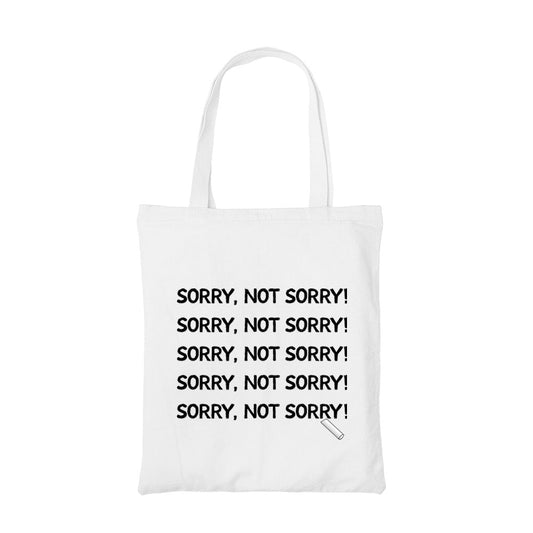 the simpsons not sorry tote bag hand printed cotton women men unisex