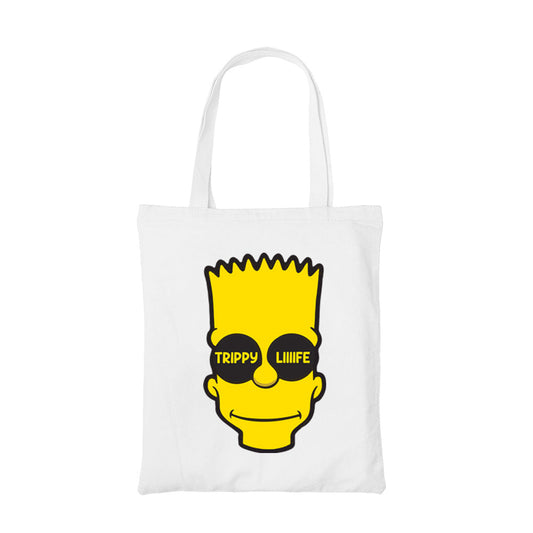 the simpsons trippy life tote bag hand printed cotton women men unisex