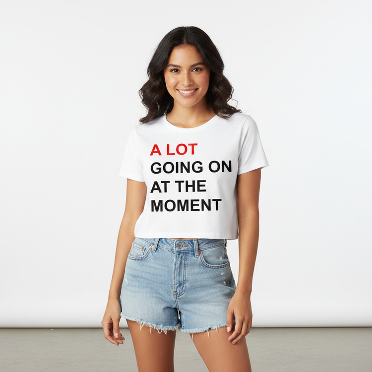Taylor Swift A Lot Going On crop top model editorial studio shot