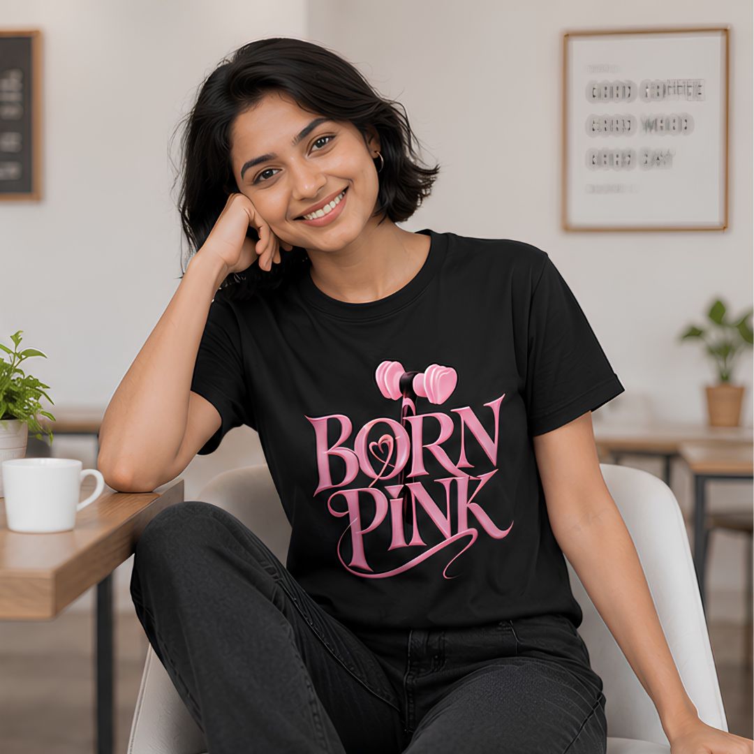 black pink born pink t-shirt music band buy online india the banyan tee tbt men women girls boys unisex black
