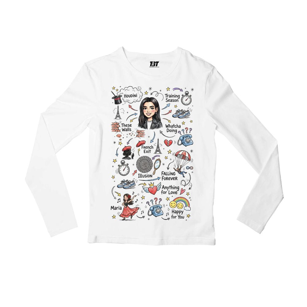dua lipa du-dle full sleeves long sleeves music band buy online india the banyan tee tbt men women girls boys unisex white 
