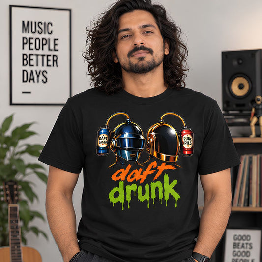 daft punk daft drunk t-shirt music band buy online india the banyan tee tbt men women girls boys unisex black