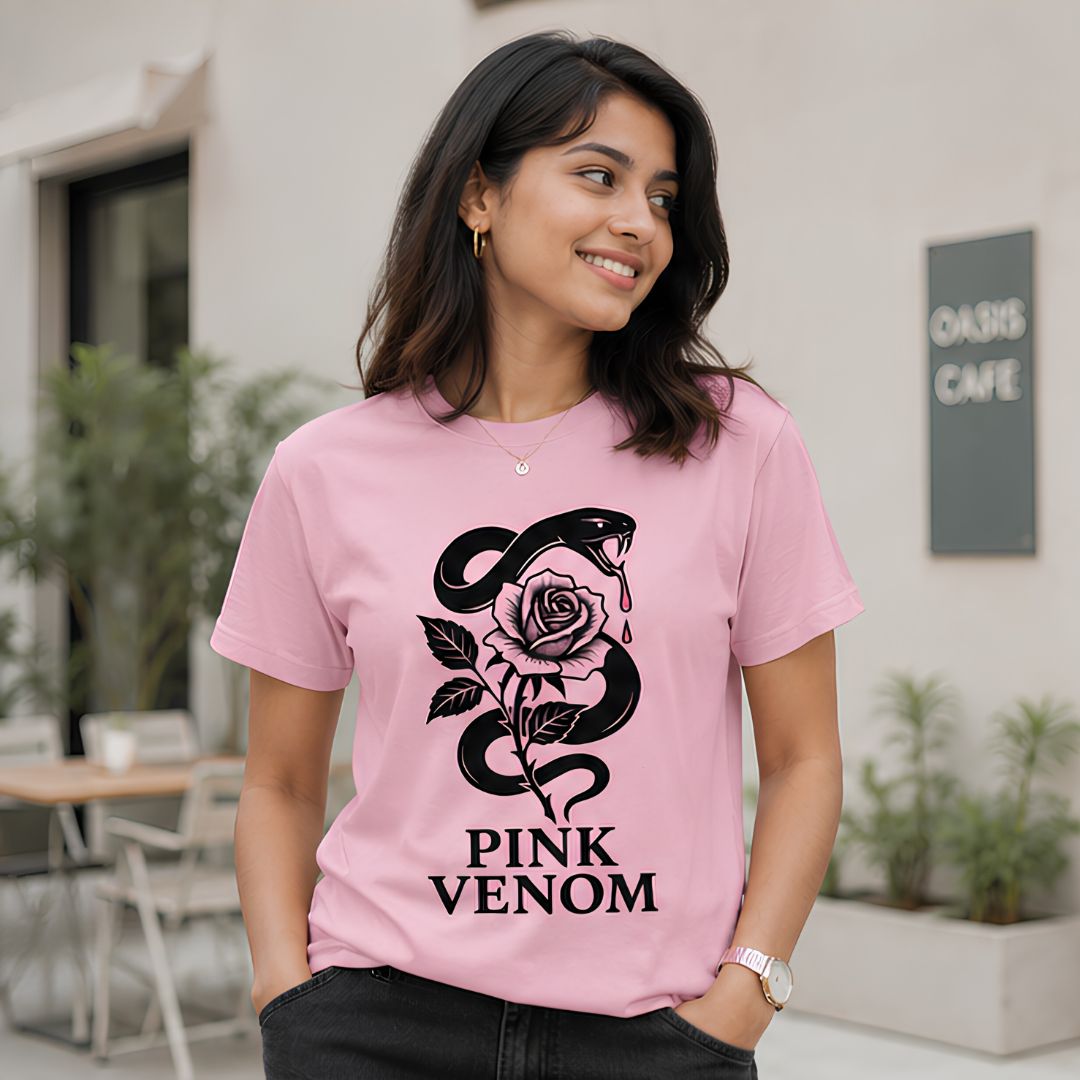 black pink pink venom t-shirt music band buy online india the banyan tee tbt men women girls boys unisex flamingo