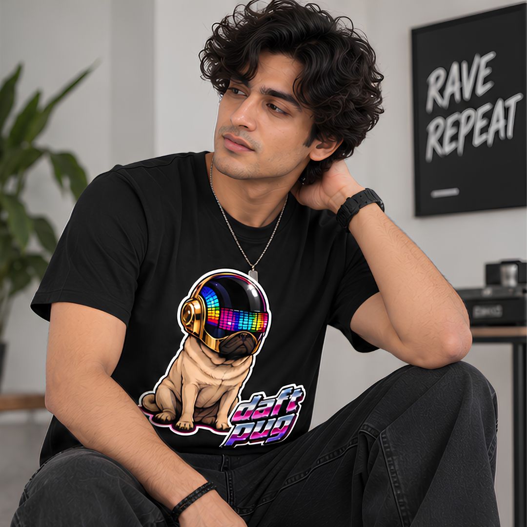 Daft Punk “Daft Pug” t-shirt, worn by a model, second look