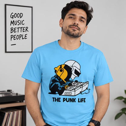 daft punk the punk life t-shirt music band buy online india the banyan tee tbt men women girls boys unisex Sky Blue