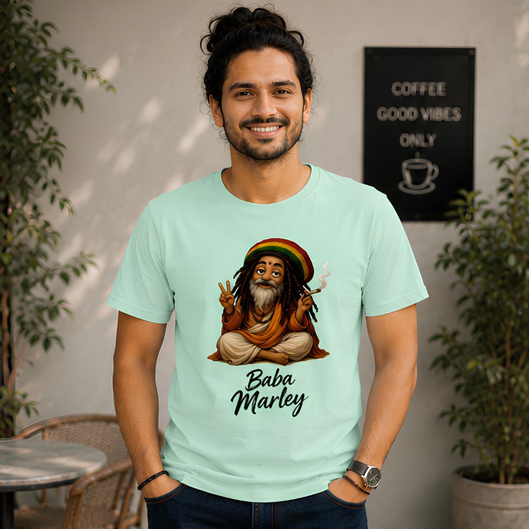 bob marley baba marley t-shirt music band buy online india the banyan tee tbt men women girls boys unisex mint