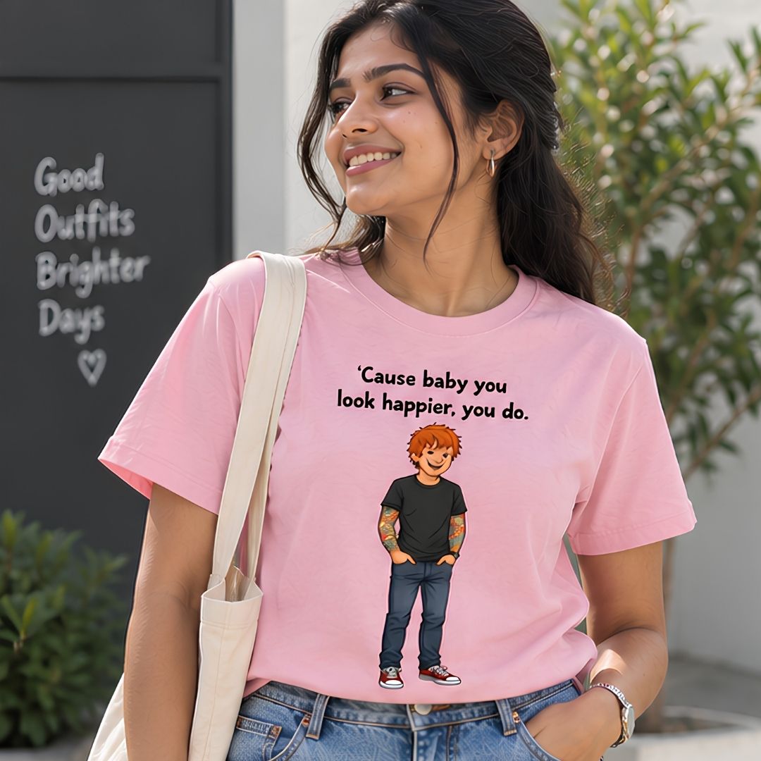 ed sheeran happier t-shirt music band buy online india the banyan tee tbt men women girls boys unisex baby pink 