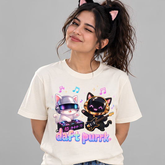 daft punk daft purrk t-shirt music band buy online india the banyan tee tbt men women girls boys unisex off white