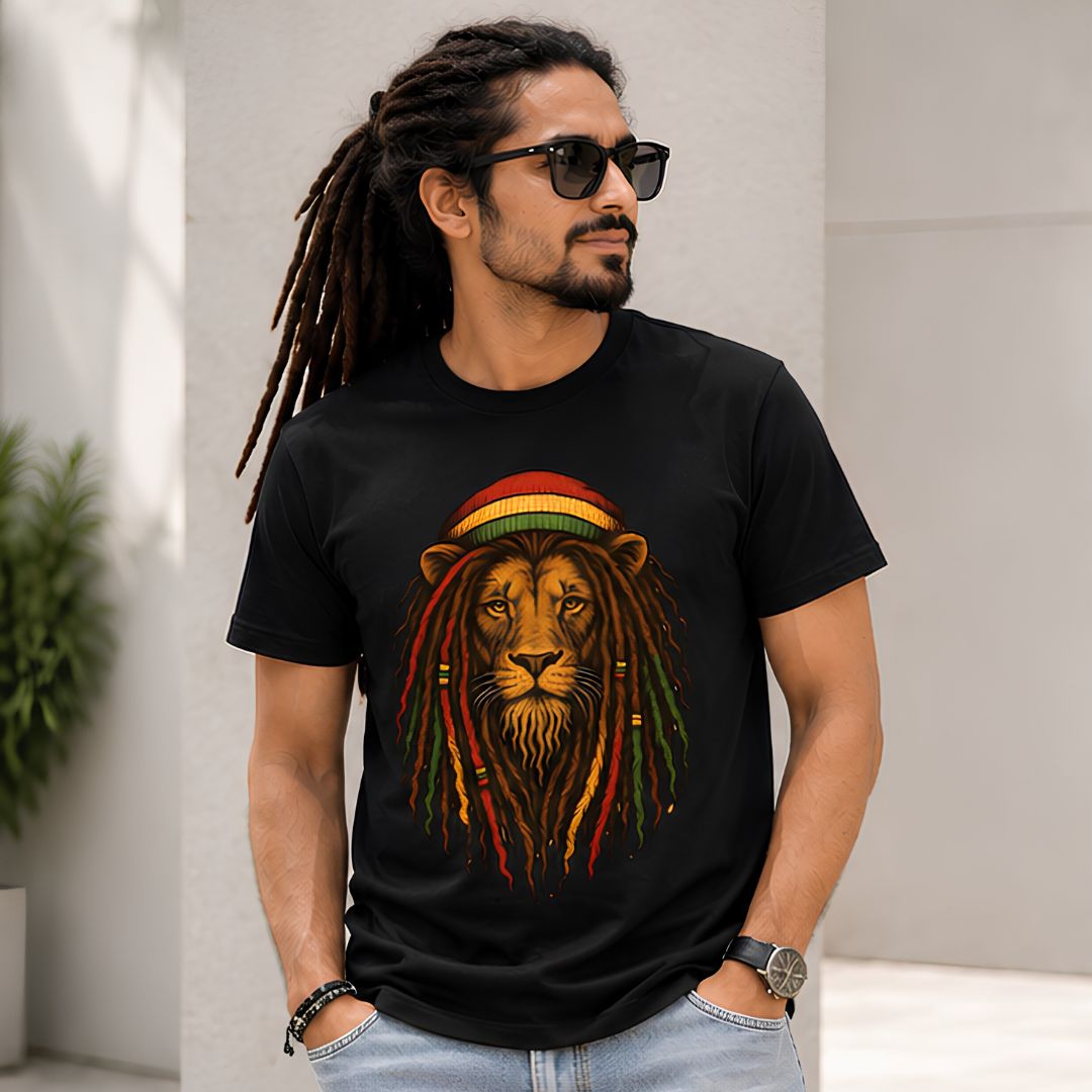bob marley rasta lion t-shirt music band buy online india the banyan tee tbt men women girls boys unisex black