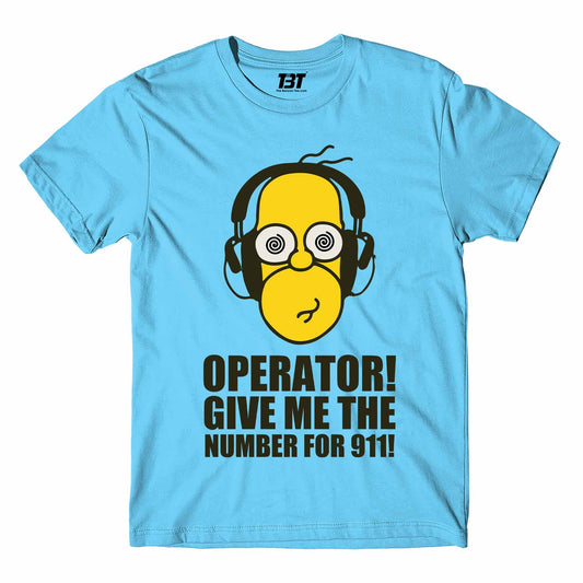 the simpsons number for 911 t-shirt tv & movies buy online india the banyan tee tbt men women girls boys unisex Sky Blue - homer simpson