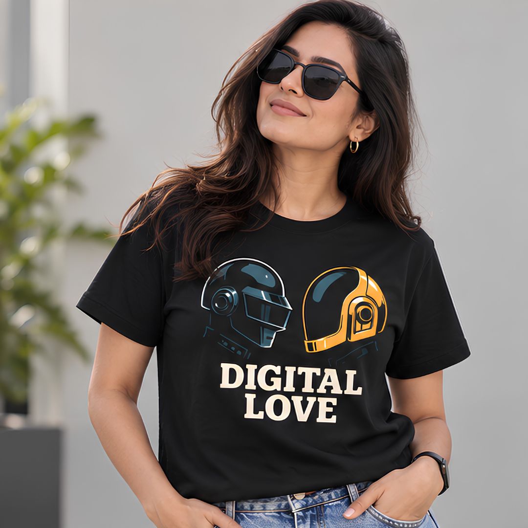 daft punk digital love t-shirt music band buy online india the banyan tee tbt men women girls boys unisex black
