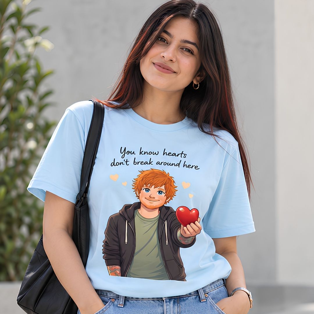 ed sheeran hearts don't break around here t-shirt music band buy online india the banyan tee tbt men women girls boys unisex baby blue 
