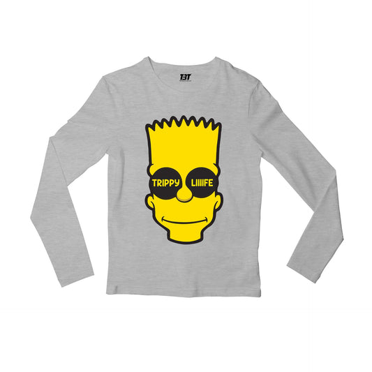 the simpsons trippy life full sleeves long sleeves tv & movies buy online india the banyan tee tbt men women girls boys unisex gray - bart simpson